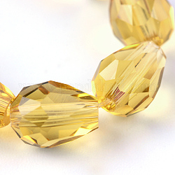 Fili di perline di vetro trasparente, sfaccettato a goccia, goldenrod, 8x6mm, Foro: 1 mm, circa 65pcs/filo, 17.99 pollice (45.7 cm)