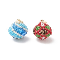 2 pz 2 pendenti di perline di semi giapponesi miyuki fatti a mano a colori, charms rotonde, colore misto, 17.5x18x16mm, Foro: 3.5 mm, 1pc / style