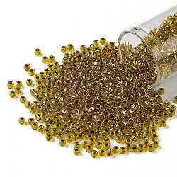 Cuentas de semillas redondas toho, Abalorios de la semilla japonés, (745) caléndula revestida de cobre, 8/0, 3mm, agujero: 1 mm, aproximamente 222 unidades / 10 g