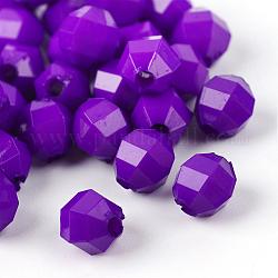 Sfaccettato ovale perline acrilici opachi, viola scuro, 6x5.5x5.5mm, Foro: 1.5 mm, circa 5200pcs/500g