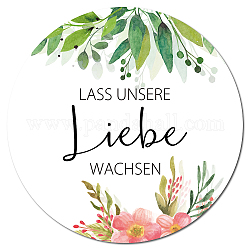 CREATCABIN 192Pcs Let Love Grow Stickers Greenery Wedding Stickers Flower Favor Labels for Birthday Party Gift Wedding Invitation Shops Envelope Seals 1.77 Inch-Lass unsere Liebe wachsen(German)