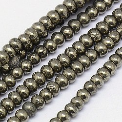 Natürliche Pyrit Perlen Stränge, Rondell, 4x3 mm, Bohrung: 1 mm, ca. 137 Stk. / Strang, 15.74 Zoll