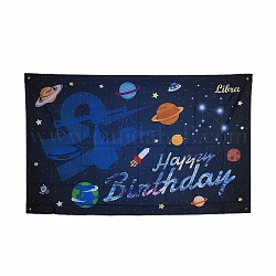 Konstellation / Sternzeichen Wandteppich aus Polyester, für Zuhause Geburtstagsdekoration, Blau, Waage, 180x114x0.21 cm, Bohrung: 9.8 mm