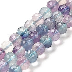 Natural Fluorite Beads Strands, Grade 2A, Faceted Round, 5.8~6.8mm, Hole: 0.9mm, about 62~66pcs/strand, 15.04''~15.35''(38.2~39cm)