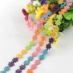 Ruban de polyester de fleurs, pour l'emballage cadeau, colorées, 1/2 pouce (13 mm) x1 mm, environ 15yards / bundle (13.716m / bundle)