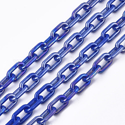 Акриловые непрозрачные кабельные цепи, AB цвет, овальные, синие, 13x8x2 мм, 19.68 дюйм (50 см) / нить