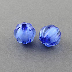 Perles en acrylique transparente, Perle en bourrelet, ronde, citrouille, bleu moyen, 10mm, Trou: 2mm, environ 1100 pcs/500 g