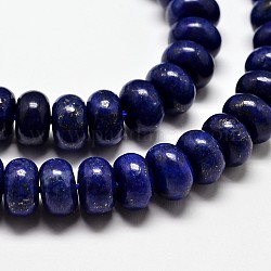 Naturales lapis lazuli de hebras de abalorios, rerondana plana, teñido, 6x4mm, agujero: 1 mm, aproximamente 95 pcs / cadena, 15 pulgada