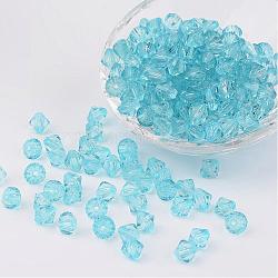 Facettierte Bicone transparente Acryl-Perlen, gefärbt, Licht Himmel blau, 4 mm, Bohrung: 1 mm, ca. 13000 Stk. / 500 g