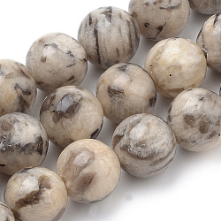 Chapelets de perles de feldspath naturel, ronde, 8mm, Trou: 1mm, Environ 50 pcs/chapelet, 15.7 pouce