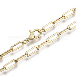 Cadenas de clip de latón, Elaboración de collar de cadenas de cable alargadas dibujadas, con cierre de langosta, la luz de oro, 17.71 pulgada (45 cm) de largo, link: 3.6x10 mm, anillo de salto: 5x1 mm