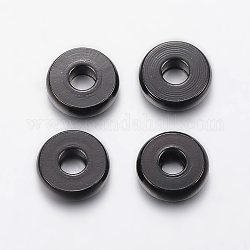 Intercalaire perles en 304 acier inoxydable, donut, électrophorèse noir, 8x2.5mm, Trou: 3mm