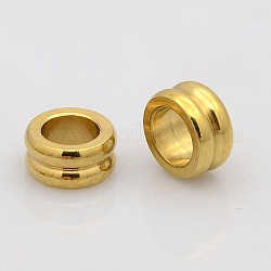 Colonna 304 perle in acciaio inox, Perline grosse fori grossi, oro, 10x5mm, Foro: 6 mm
