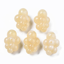 Perles acryliques, style de pierres fines imitation, bisque, 33x23x17mm, Trou: 2mm, environ 80 pcs/500 g
