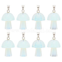 Unicraftale 8Pcs Opalite Pendants, Mushroom Charms, with Stainless Steel Color Tone Stainless Steel Snap On Bails, 24~25x16mm, Hole: 5x3mm