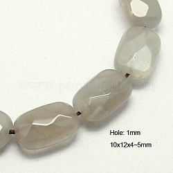Natural Grey Moonstone Beads Strands, Faceted, Rectangle, Gainsboro, 12x10x4~5mm, Hole: 1mm, about 33pcs/strand, 15.5 inch