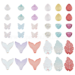 Chgcraft diy cuentas de vidrio y kit de búsqueda para hacer dijes, Incluye colgantes de vidrio transparente de mariposa y sirena, cola de pez y hojas., forma de lágrima y vieira y perlas de vidrio de vaina de loto, color mezclado, 120 PC / sistema