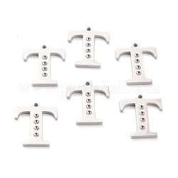 304 Stainless Steel Pendant Rhinestone Settings, Letter, Stainless Steel Color, Letter.T, T: 15x13x1.5mm, Hole: 1.2mm, Fit for 1.6mm Rhinestone