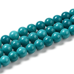 Chapelets de perles en howlite naturelle, teinte, ronde, turquoise, 6mm, Trou: 0.6mm, Environ 65 pcs/chapelet, 15.75'' (40 cm)