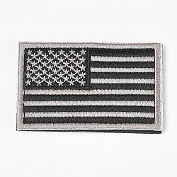 Insignia de poliéster, con cinta mágica de nylon, cinta adhesiva de gancho y bucle, bandera americana, gris, 8.1x5.2x0.4 cm
