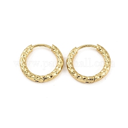 Ion Plating(IP) 304 Stainless Steel Grooved Hoop Earrings, Real 18K Gold Plated, 16.5x2.5mm, Pin: 1mm