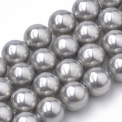 Shell Perlenstränge, Nachahmung Perle, Klasse A, Runde, Grau, 12 mm, Bohrung: 1 mm, 33 Stk. / Strang, 15.7 Zoll