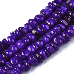 Chapelets de perles de coquille de trochid / trochus coquille, teinte, plat rond, bleu violet, 5~10x1~7mm, Trou: 1mm, Environ 94 pcs/chapelet, 14.96'' (38 cm)