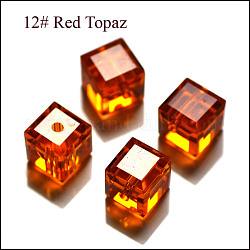 Abalorios de cristal austriaco de imitación, aaa grado, facetados, cubo, naranja oscuro, 8x8x8 mm (tamaño dentro del rango de error de 0.5~1 mm), agujero: 0.9~1.6 mm