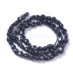 Natural Tourmaline Beads Strands, Tumbled Stone, Nuggets, Black, 6~12x4~8mm, Hole: 1mm, about 42~50pcs/strand, 15.7 inch(40cm)