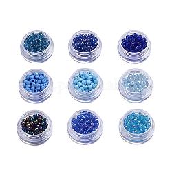 Abalorios de la semilla de cristal, redondo, azul, 4mm, agujero: 1.5 mm