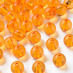 Perline acrilico trasparente, tondo, arancione, 10x9mm, Foro: 2 mm, circa 940pcs/500g