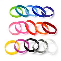 Браслеты из силиконового браслета, шнур браслеты, разноцветные, 2-3/8 дюйм (60 мм), 15 шт / комплект