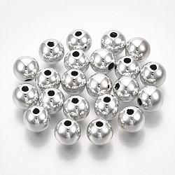 Placage uv perles en plastique abs, ronde, platinée, 6x5.5mm, Trou: 1.8mm