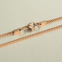 Acero inoxidable 304 caja collares de cadena collares, con cierre de langosta, oro rosa, 23.6 pulgada (60 cm)