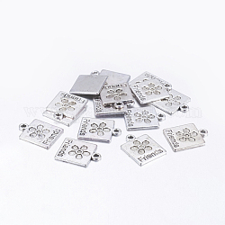 Tibetan Style Alloy Pendants, Lead Free and Cadmium Free, Square, Antique Silver, 17.5x14x1.5mm, Hole: 2mm, about 610pcs/1000g
