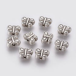 Perline in lega stile tibetano,  cadmio& piombo libero, farfalla, argento antico, circa 10.5 mm di lunghezza, 8 mm di larghezza, 4.5 mm di spessore, Foro: 1 mm