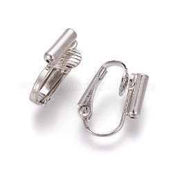 Accessoires de convertisseurs de boucles d'oreilles à clipser en laiton, pour oreilles non percées, platine, 15.5x12x7.5mm, Trou: 0.6mm