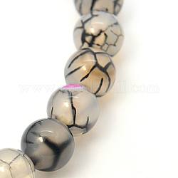 Natural Dragon Veins Agate Agate Beads Strands, Round, Dyed & Heated, Light Grey, 10mm, Hole: 1mm, about 39pcs/strand, 15.15 inch