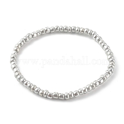 Круглые браслеты с гальваническим покрытием из стеклянных бусин, со серебряным покрытием, внутренний диаметр: 2-3/8 дюйм (6 см)
