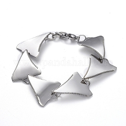 304 de acero inoxidable pulseras de cadena enlace, con cierre de langosta, triángulo, color acero inoxidable, 7-1/8 pulgada (18.2 cm)