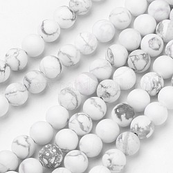 Chapelets de perles en howlite naturelle, mat, ronde, 8mm, Trou: 1mm, Environ 47 pcs/chapelet, 15.3 pouce