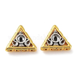 Tibetischen Stil Messing Perlen, Dreieck, antikem Silber & golden, 13.5x10x4.5 mm, Bohrung: 1.2 mm