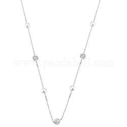 Collar de perlas para mujer chapado en rodio, gargantilla de perlas de agua dulce de plata de ley 925, collar de longitud ajustable en forma de Y, regalos de joyería para mujeres, Platino, 17-3/4 pulgada (45 cm)