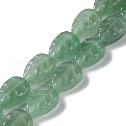 Natürlichen grünen Aventurin Perlen Stränge, Blatt, 14~14.5x10~10.5x5.5~6 mm, Bohrung: 1.2 mm, ca. 15 Stk. / Strang, 8.43'' (21.4 cm)