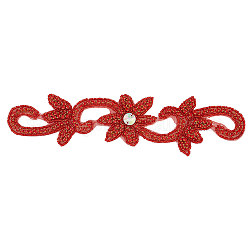 Blume Hotfix Strass, Glas-Strassperlen-Applikationen, Ornament Zubehör, rot, 229~231x61~66x5 mm