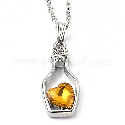 Résine alliage pendentifs, avec des chaînes câblées, bouteille avec coeur, platine, or, 16.73 pouce (42.5 cm)