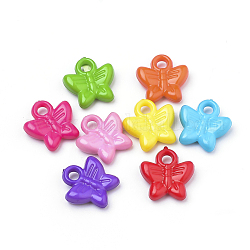 Opaque Acrylic Pendants, Butterfly, Mixed Color, 16x16x5mm, Hole: 3mm, about 915pcs/500g