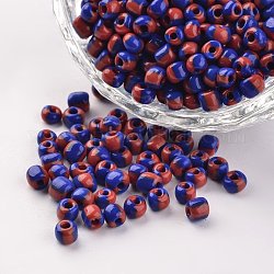 6/0 opaken Farben sickern Glasperlen, Runde Saatperlen, Blau, 3.5~4x2.5~3 mm, Bohrung: 0.5 mm, ca. 5500 Stk. / 450 g