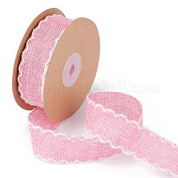 Nastro di avvolgimento in lino imitazione poliestere, per la decorazione artigianale, mestiere di archi floreali, perla rosa, 1 pollice (25 mm), circa 10 iardae / rullo