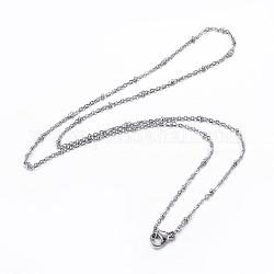 304 из нержавеющей стали кабель цепи ожерелья, с карабин-лобстерами , цвет нержавеющей стали, 17.91 дюйм (45.5 см), 1.5 мм